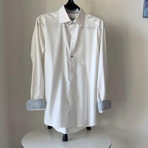 Eton White Dress Shirt with Patterned Cuffs